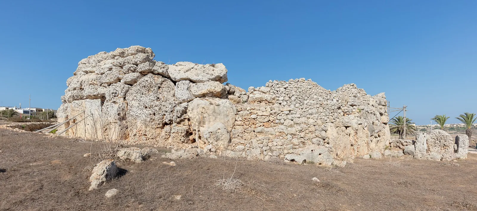 Ancient stone walls of Ġgantija Temple on Gozo