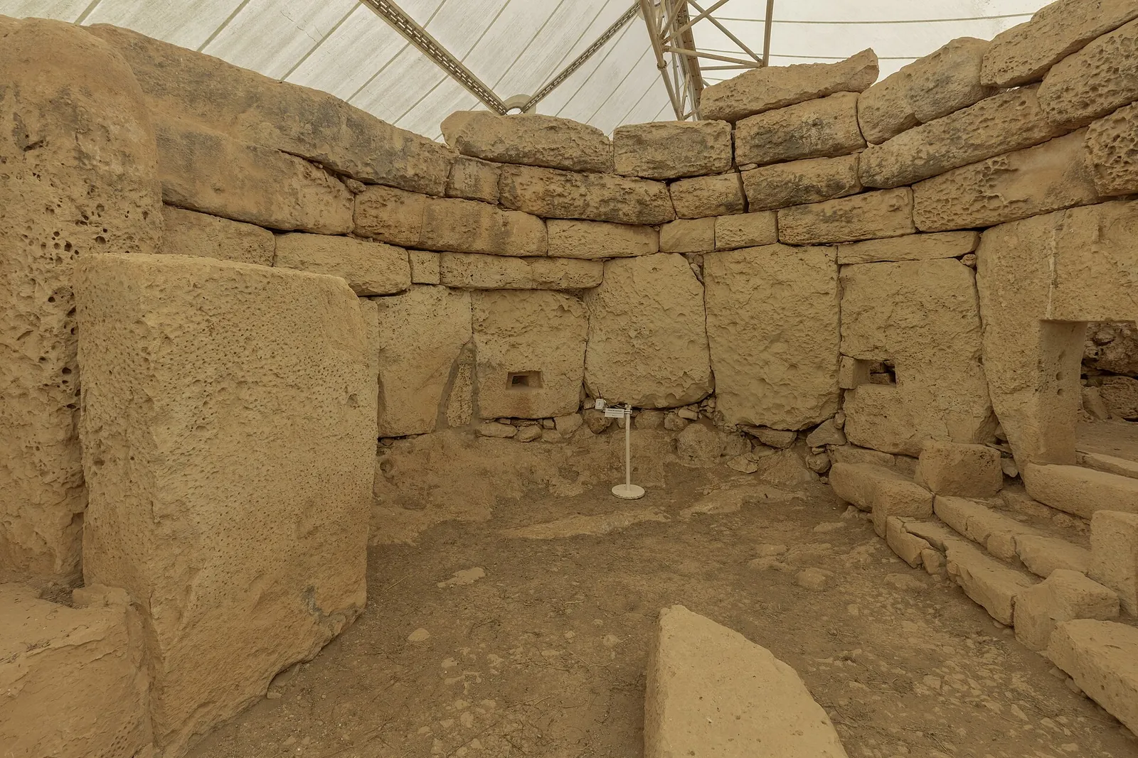 Megalithic stones inside Ħaġar Qim temple