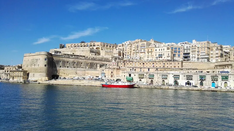 Valletta's honey-coloured bastions above the Grand Harbour