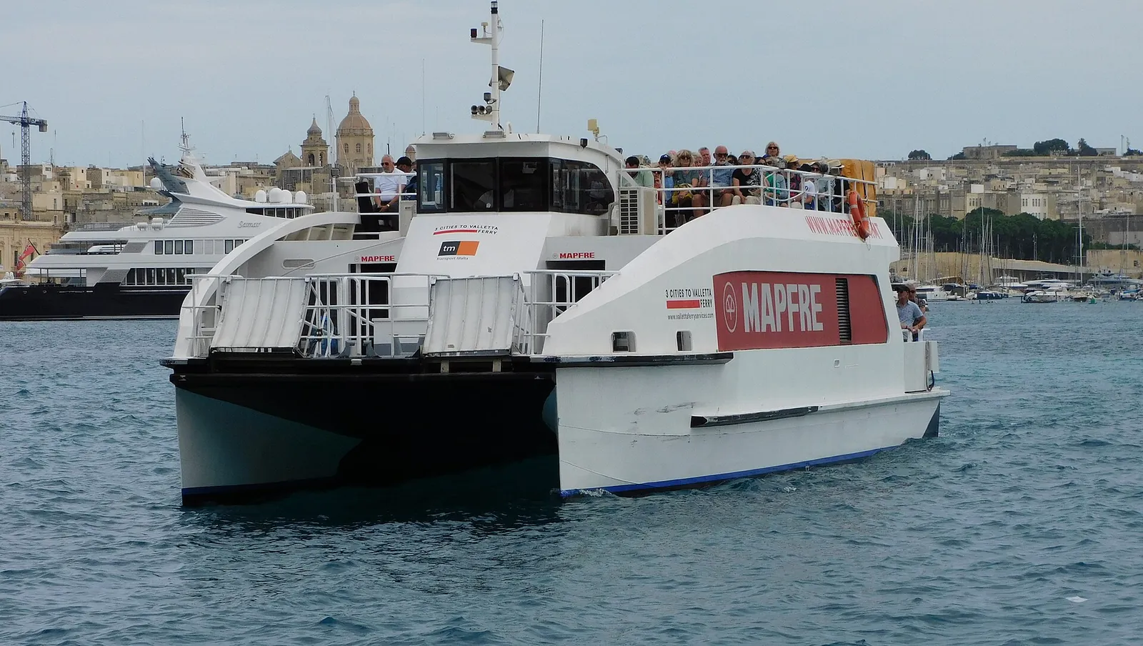 The Valletta ferry crossing the Grand Harbour