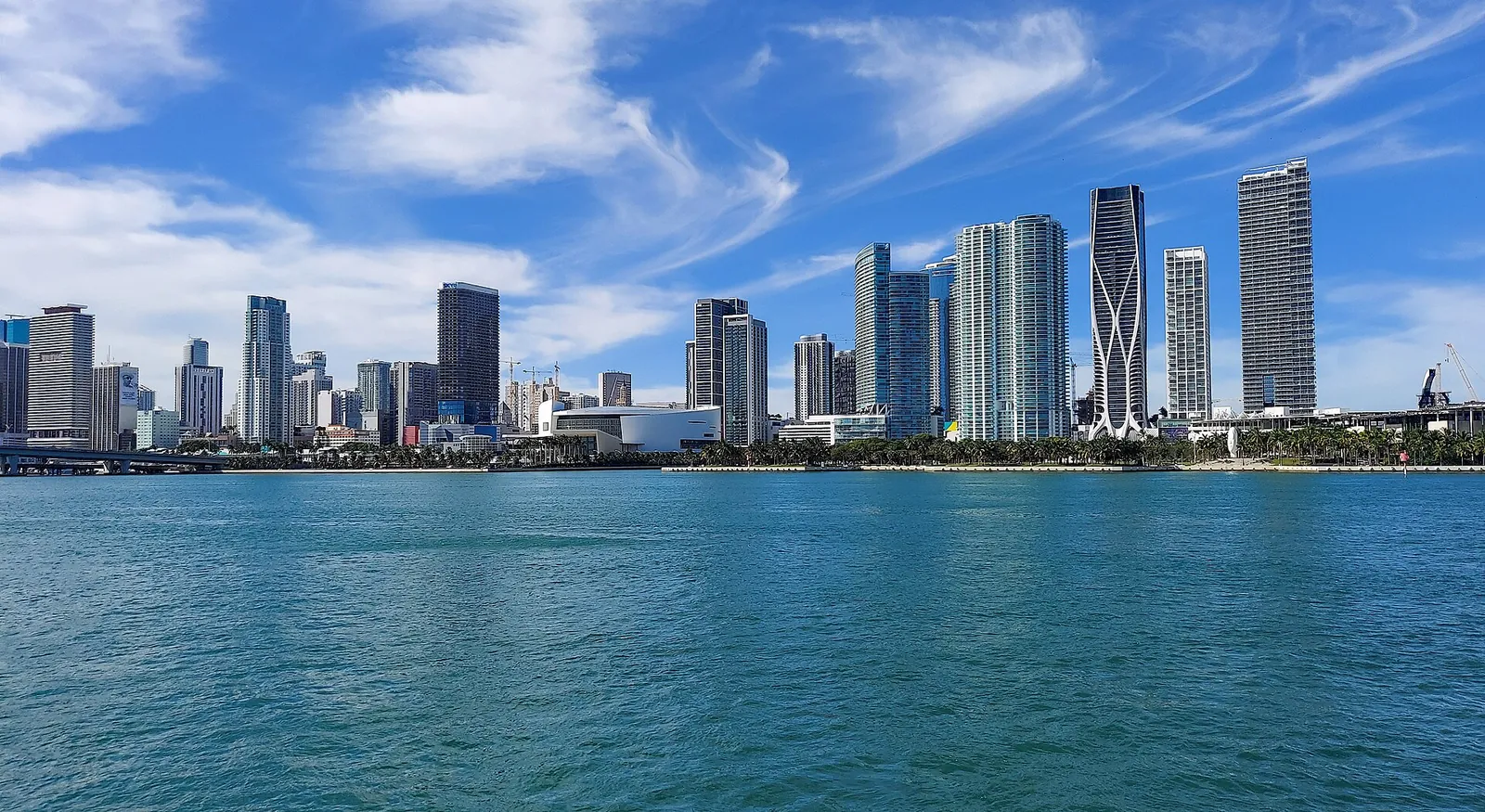 Downtown Miami skyline across turquoise Biscayne Bay
