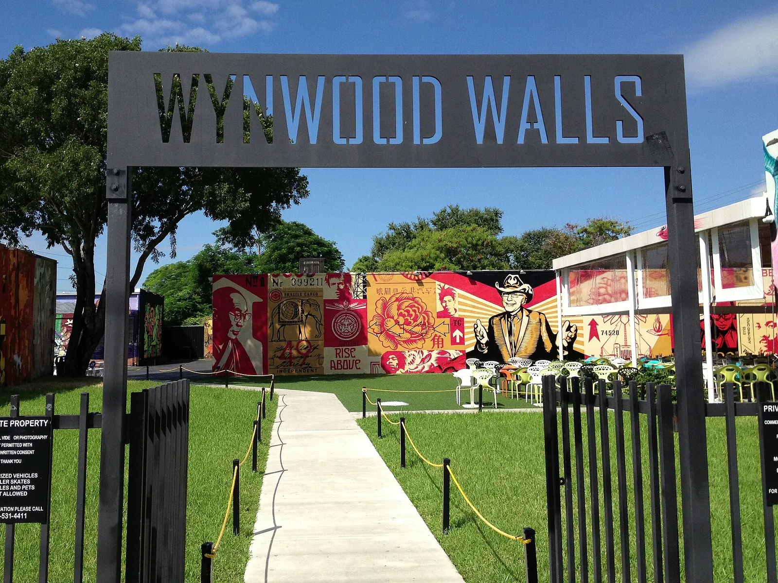 The entrance to Wynwood Walls and its bold murals