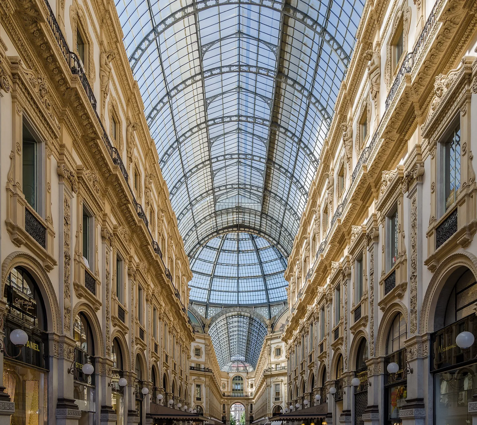 The glass-roofed Galleria Vittorio Emanuele II