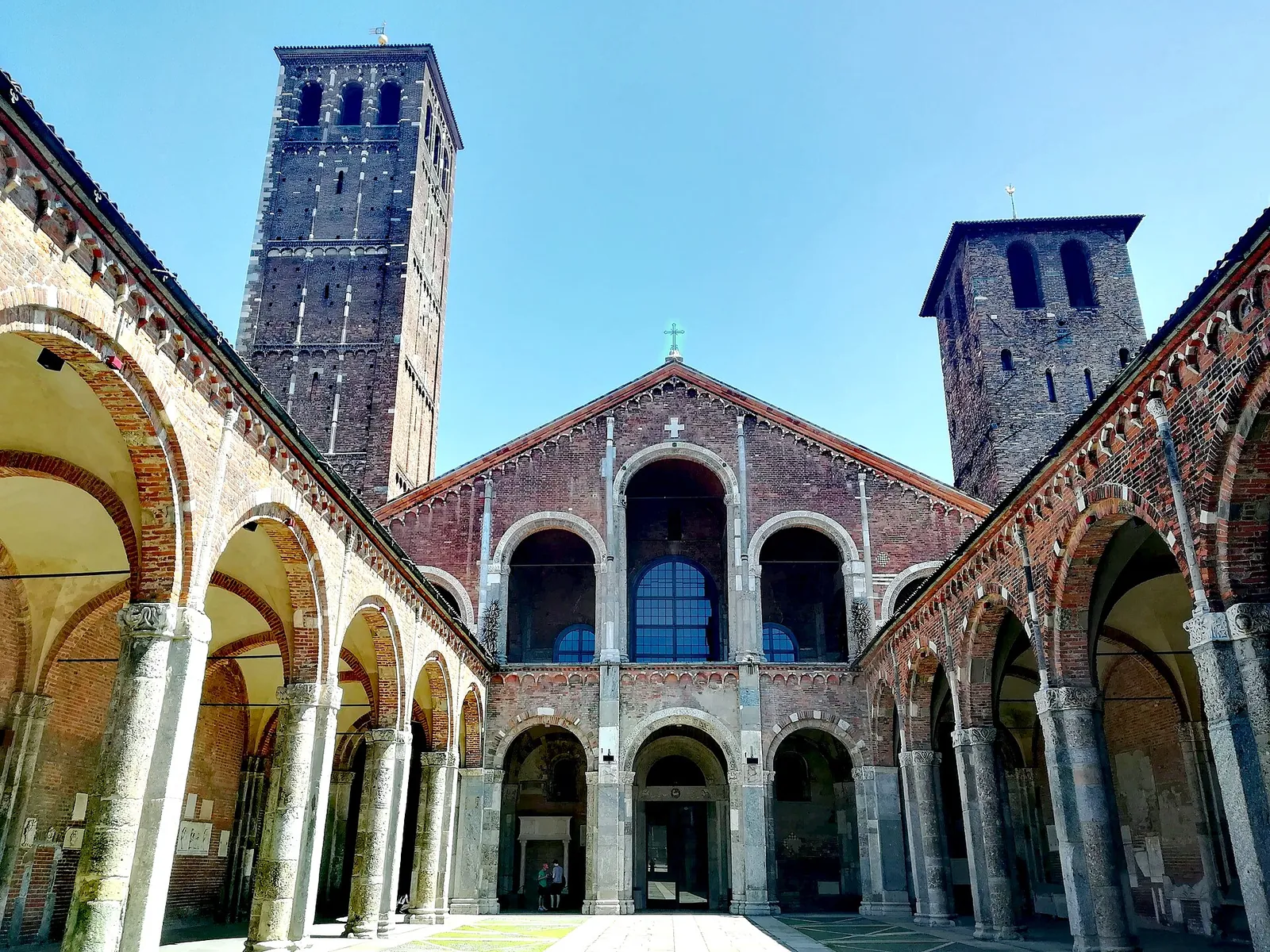 The arcaded courtyard of Sant'Ambrogio in Milan