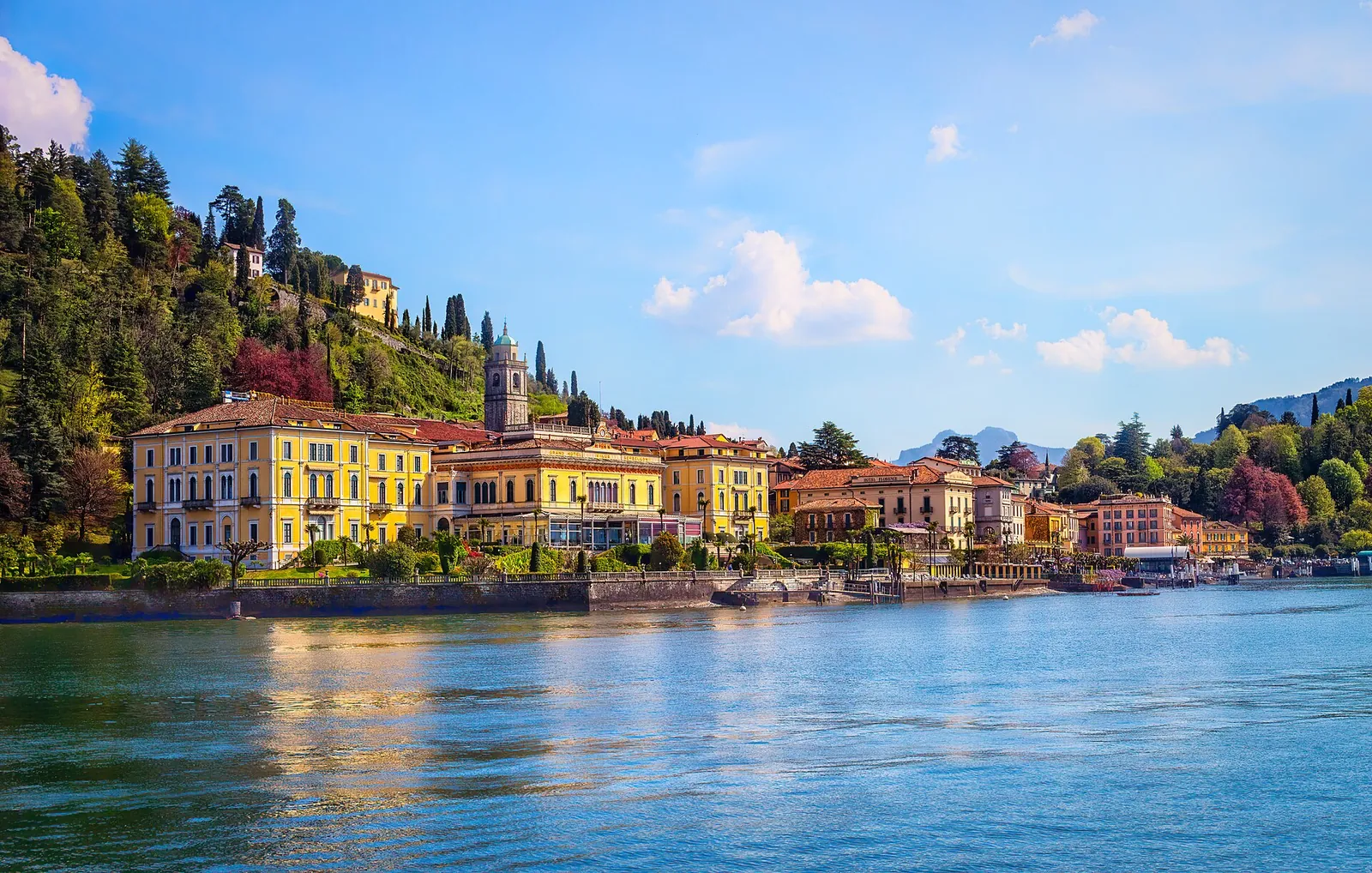 Bellagio's lakefront villas on a sunny day