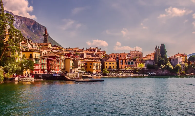Colourful houses of Varenna on the shore of Lake Como