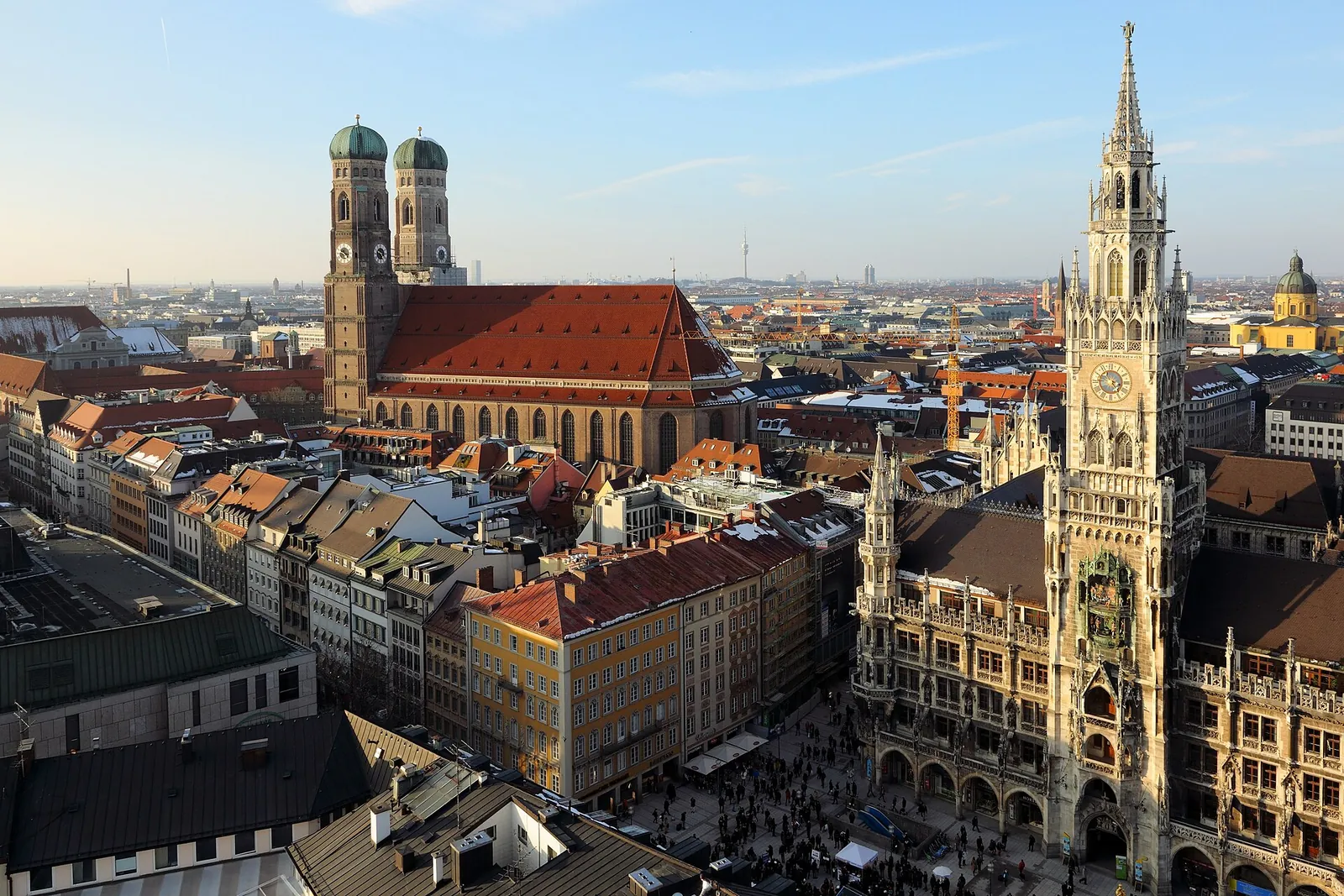 Munich's old town with the Frauenkirche and New Town Hall