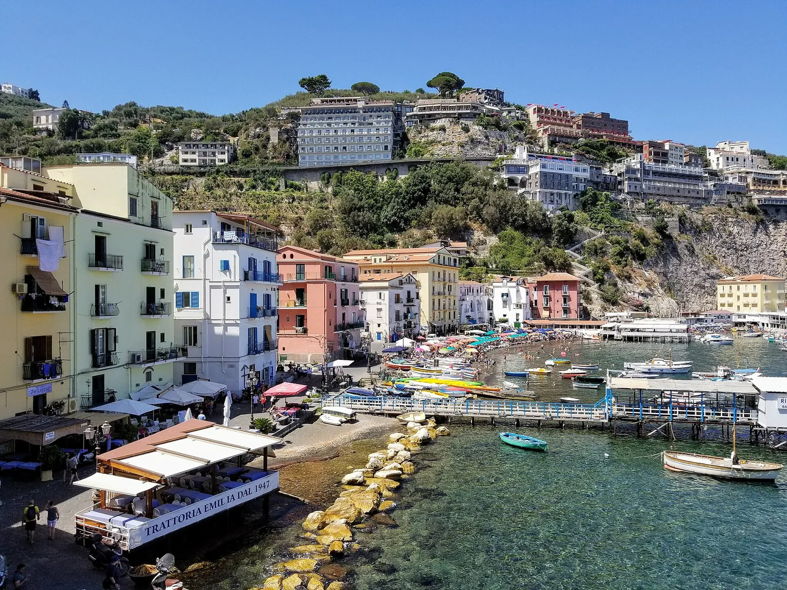 Colourful houses and boats at Marina Grande, Sorrento