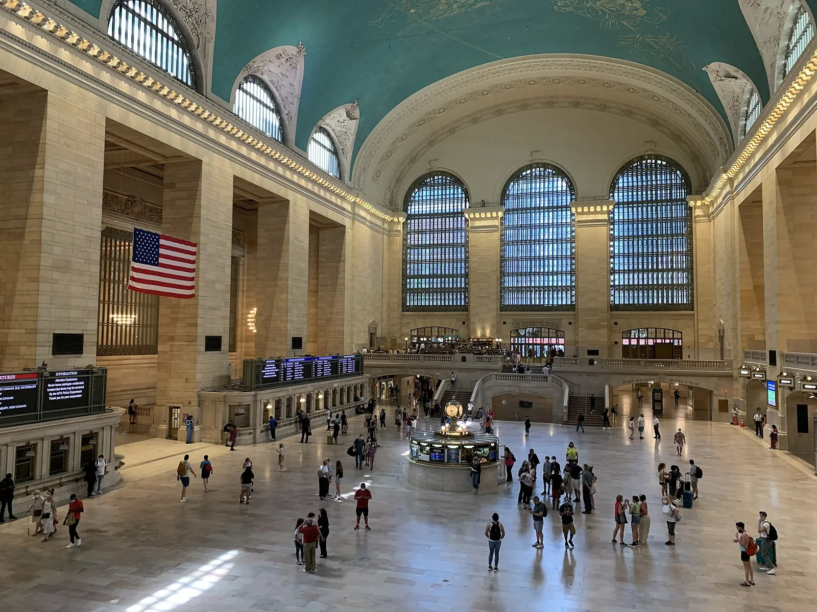 Sunlit main concourse of Grand Central Terminal