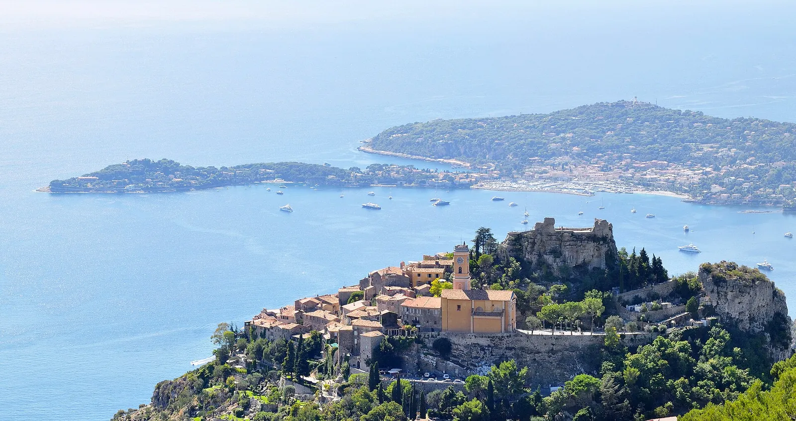 Èze village perched above the sea and Cap Ferrat