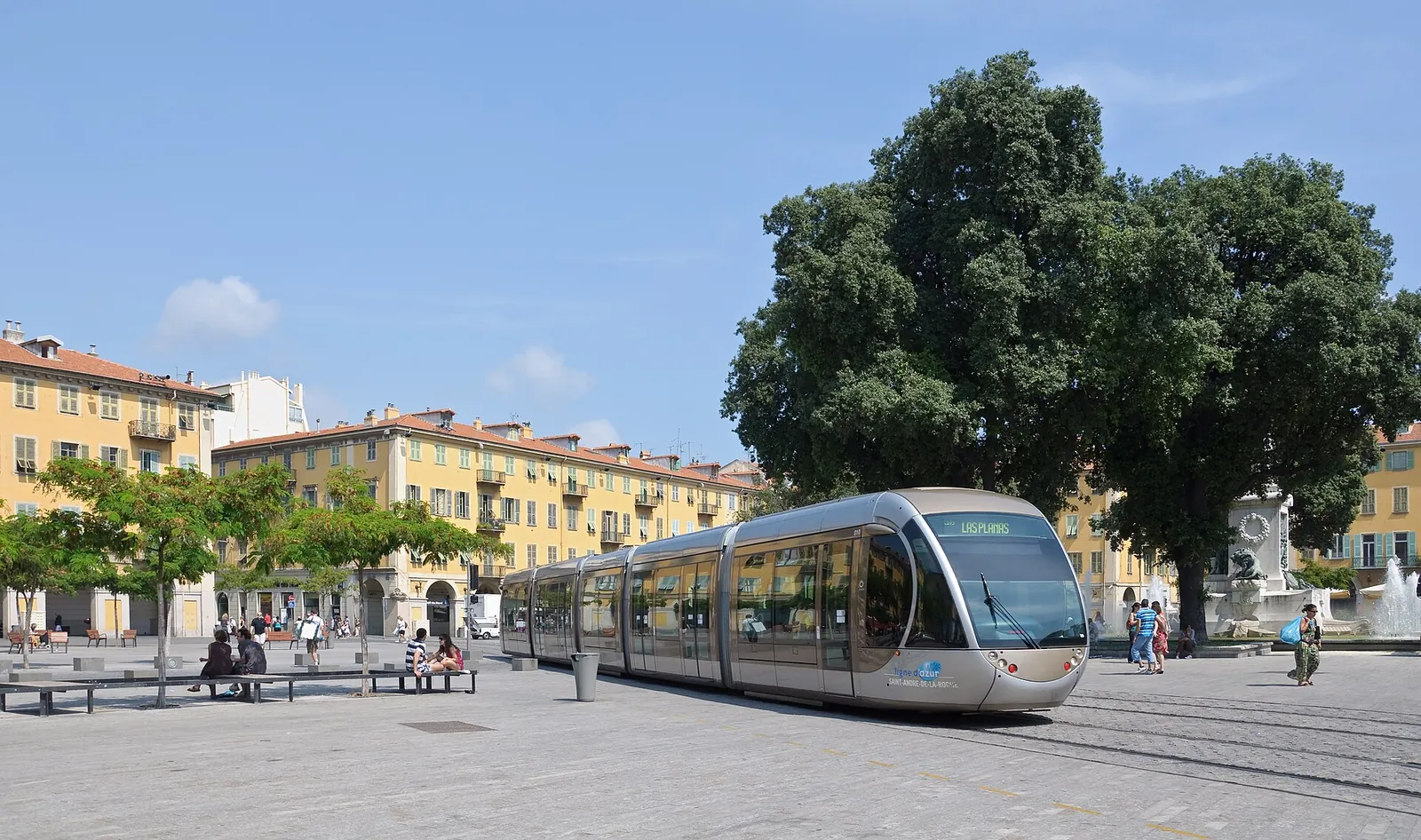 Nice tram crossing sunny Place Garibaldi