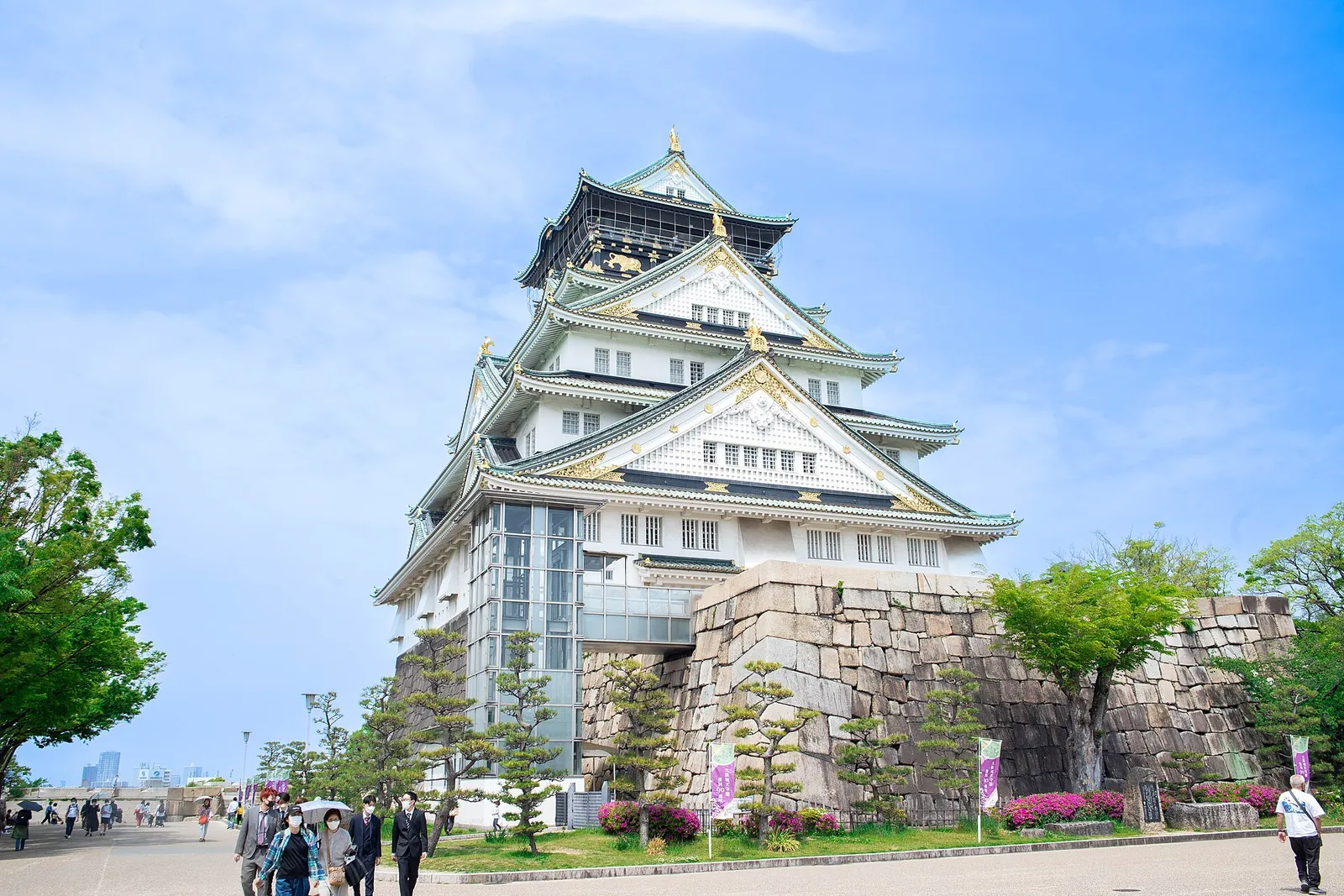 Osaka Castle's Main Tower on a bright spring day