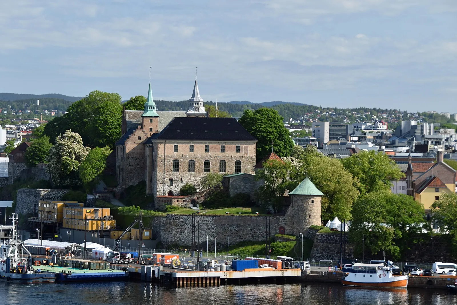 Akershus Fortress above the harbour on a sunny day