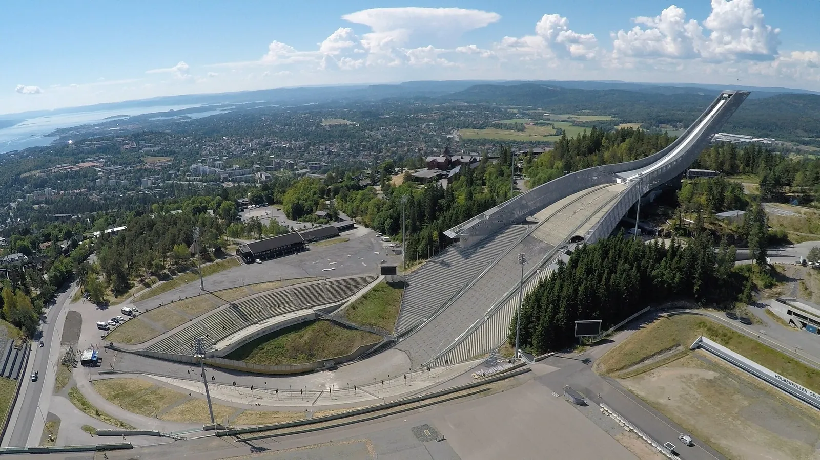 Holmenkollen ski jump with views over Oslo and the fjord