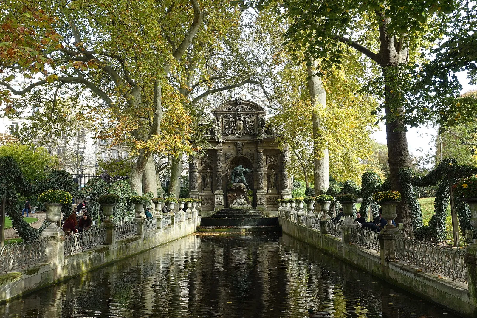 Medici Fountain in the Luxembourg Gardens in autumn