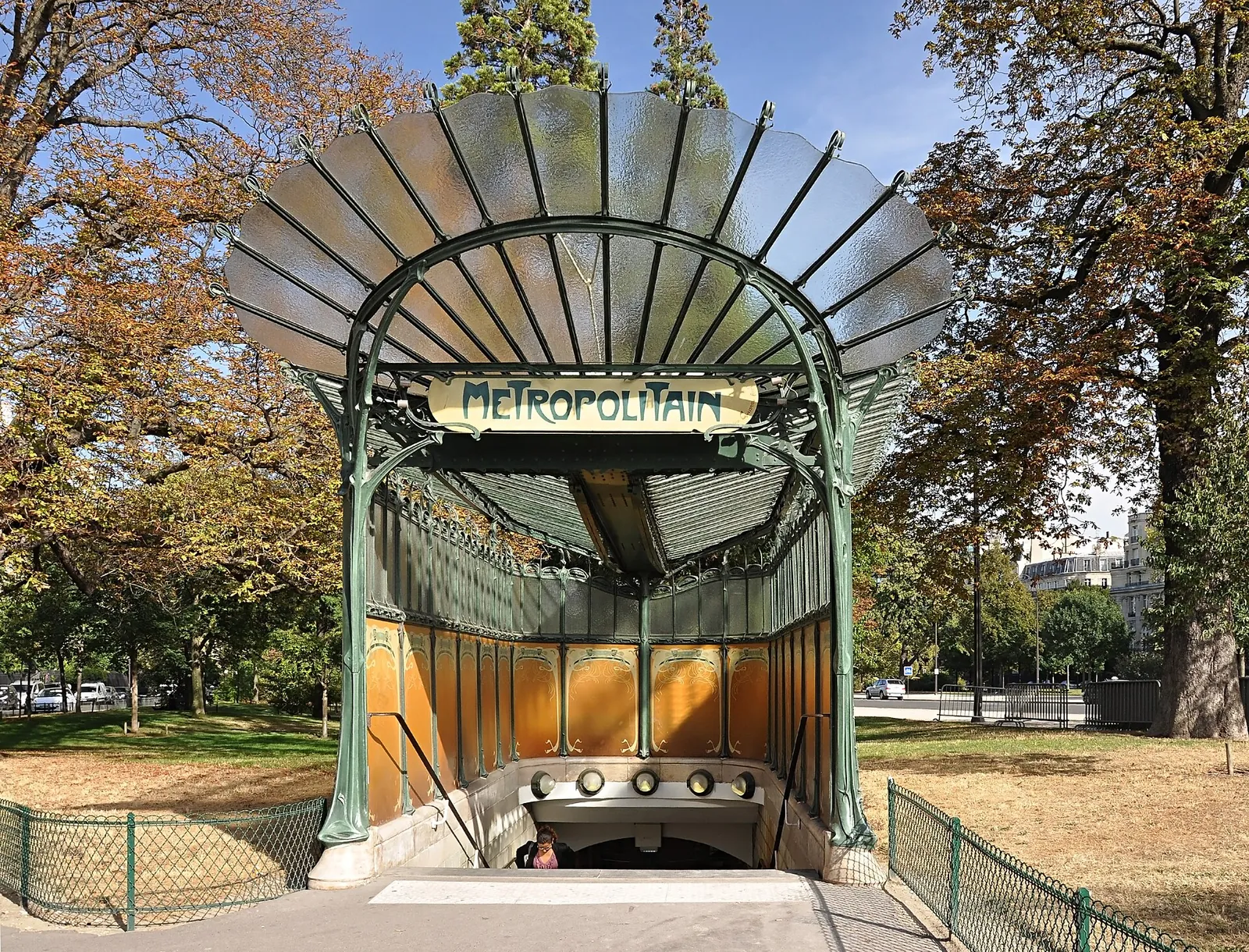 Art Nouveau Guimard metro entrance at Porte Dauphine