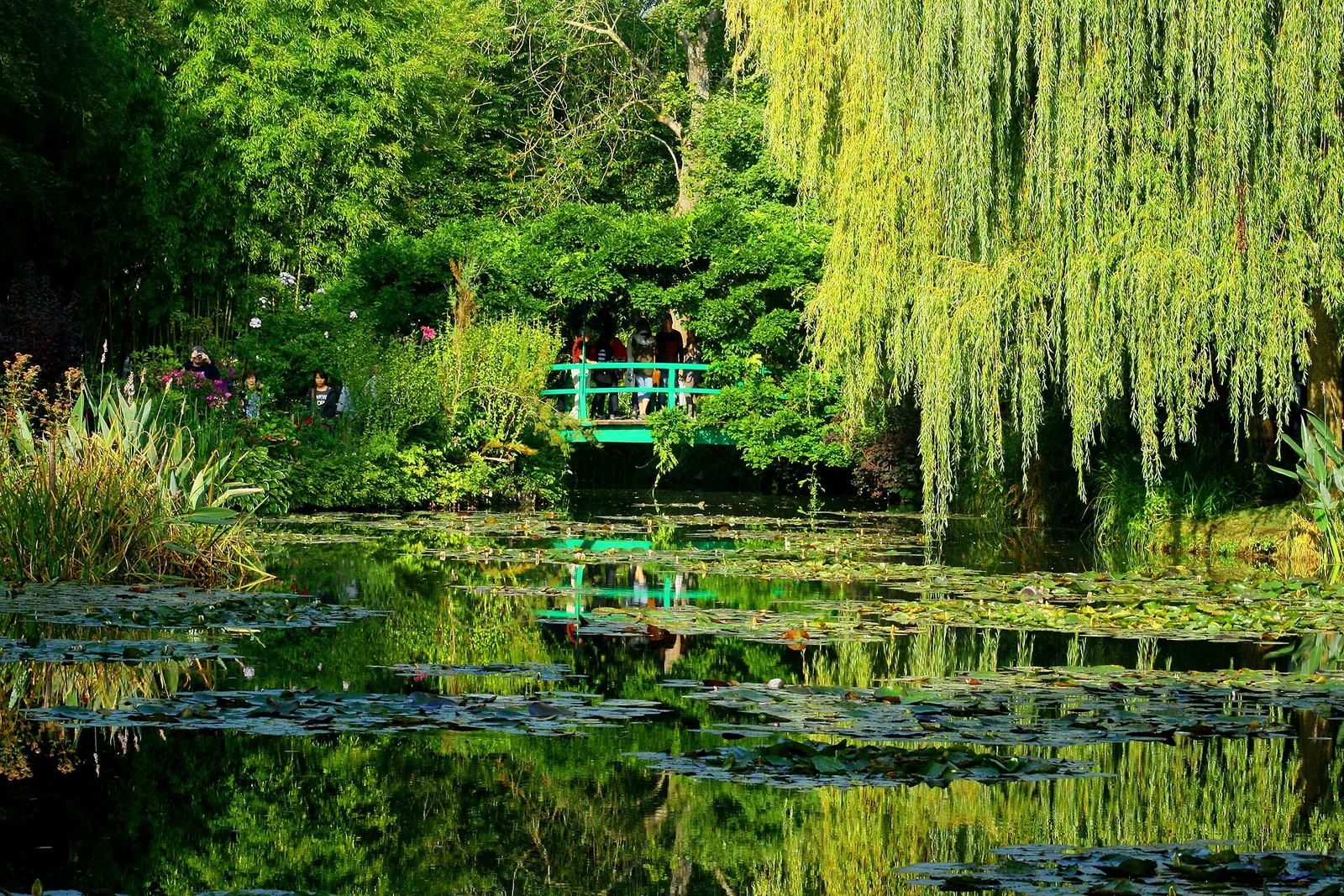 Monet's water lily pond and green bridge at Giverny