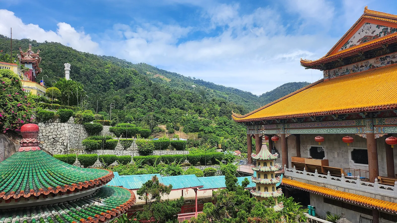 Kek Lok Si temple halls on the green hillside