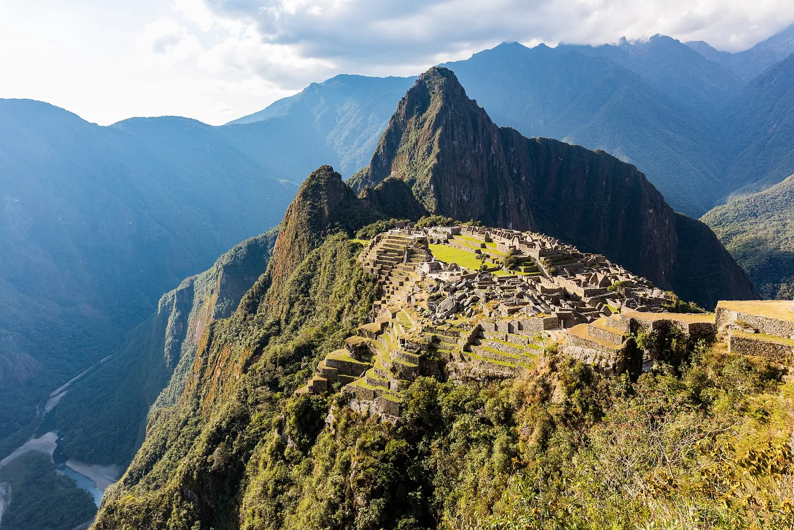 Machu Picchu and Huayna Picchu in bright sunshine