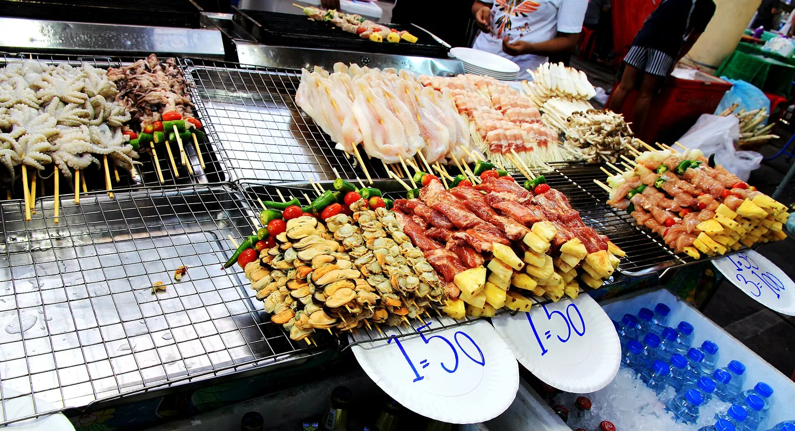 Grilled skewers at a street food stall in Patong