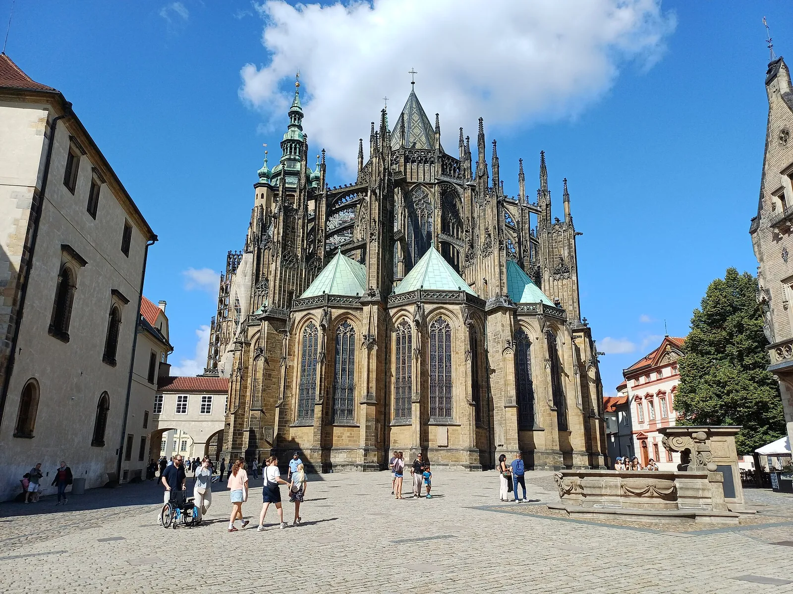 St. Vitus Cathedral rising over the castle courtyard