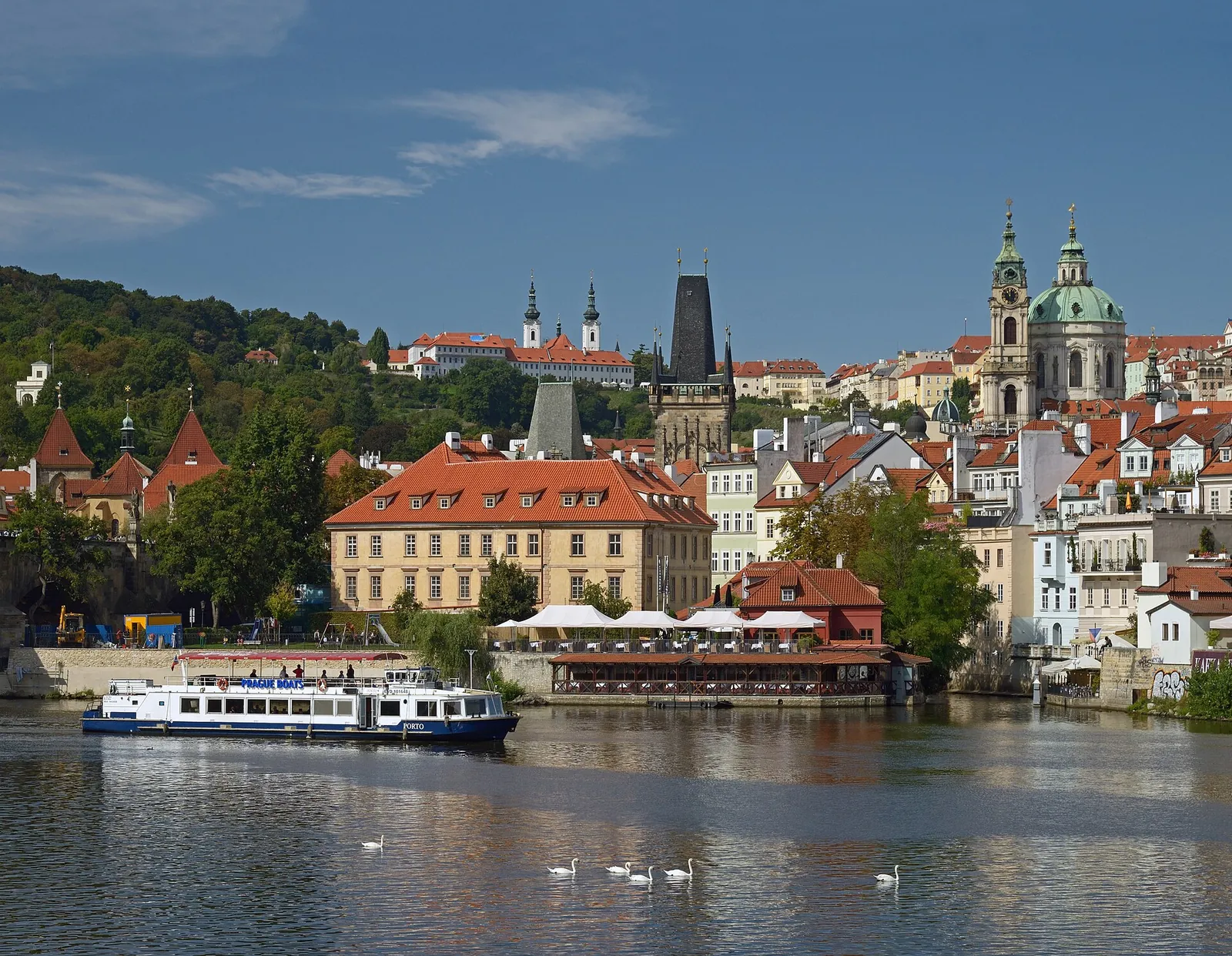Malá Strana rooftops and domes above the Vltava