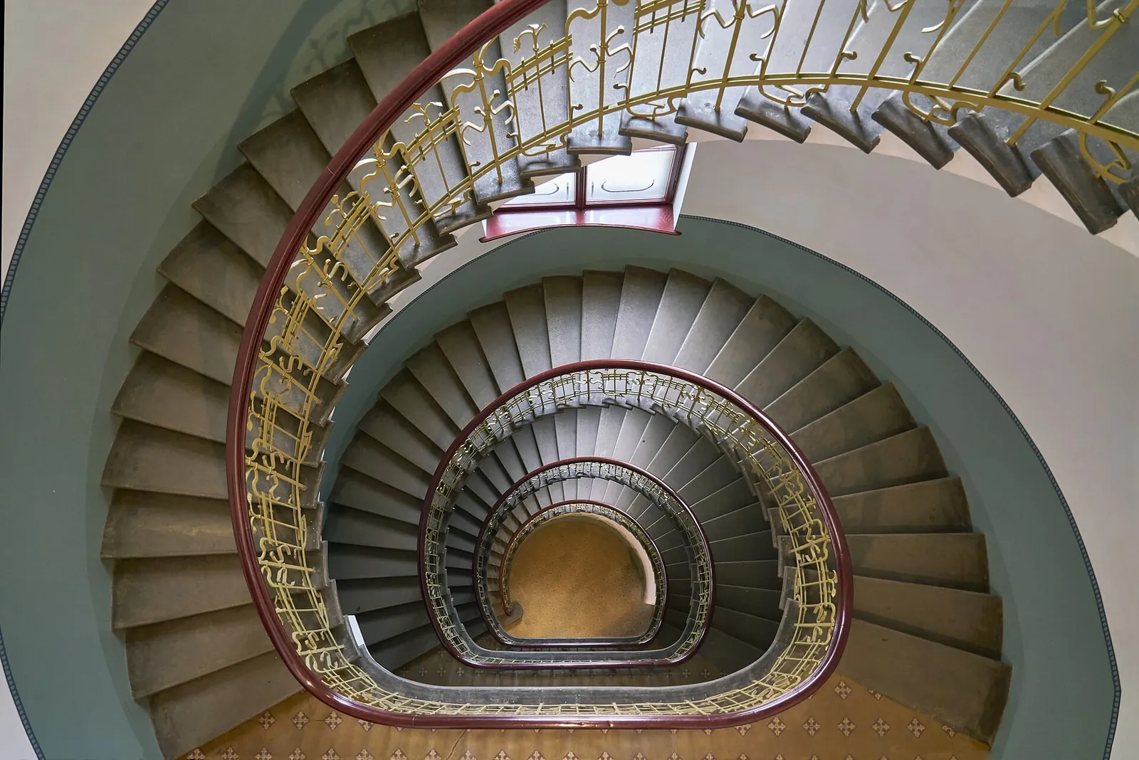A swirling Art Nouveau staircase in Riga