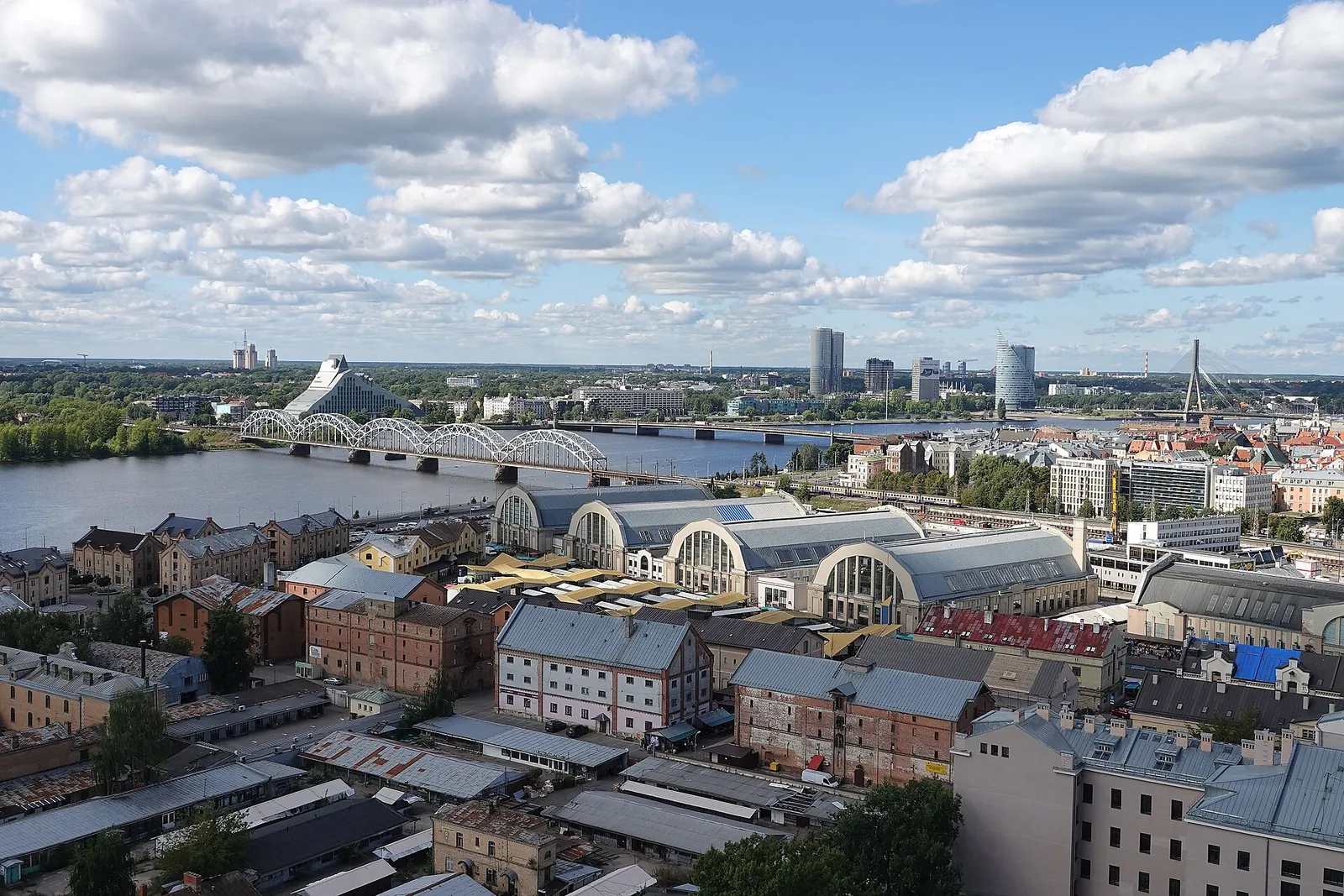 Riga's rooftops and the Daugava river from above
