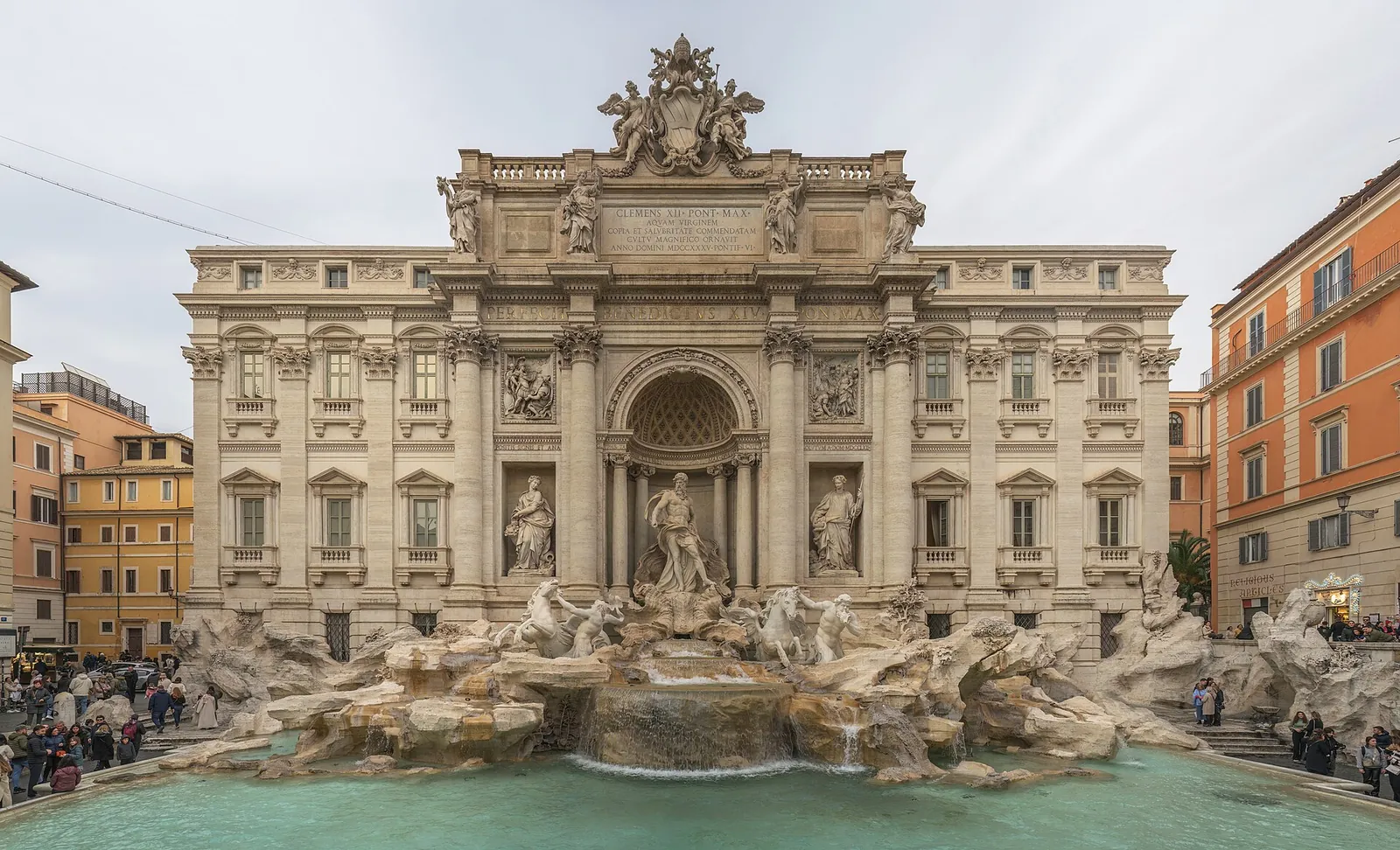 The Trevi Fountain and its turquoise basin