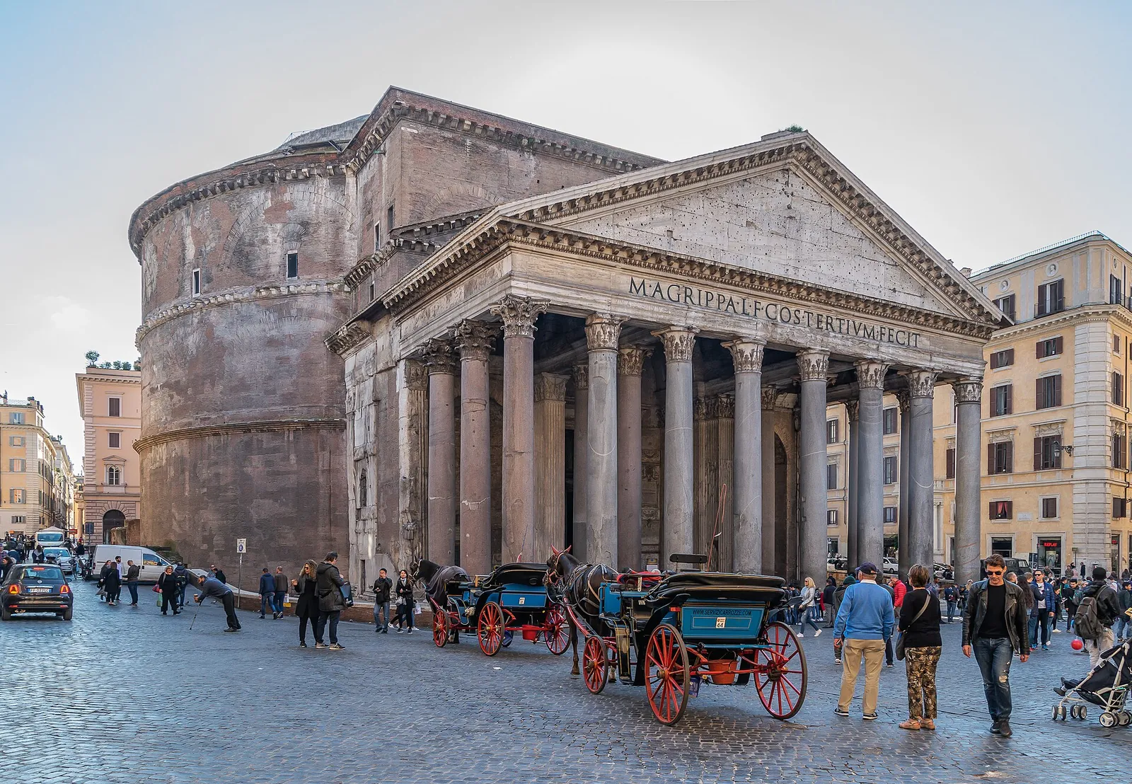 The Pantheon portico on Piazza della Rotonda
