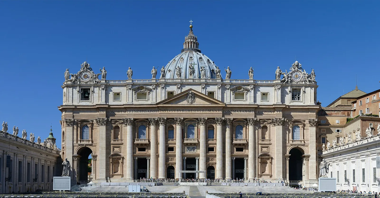 The grand facade and dome of St Peter's Basilica