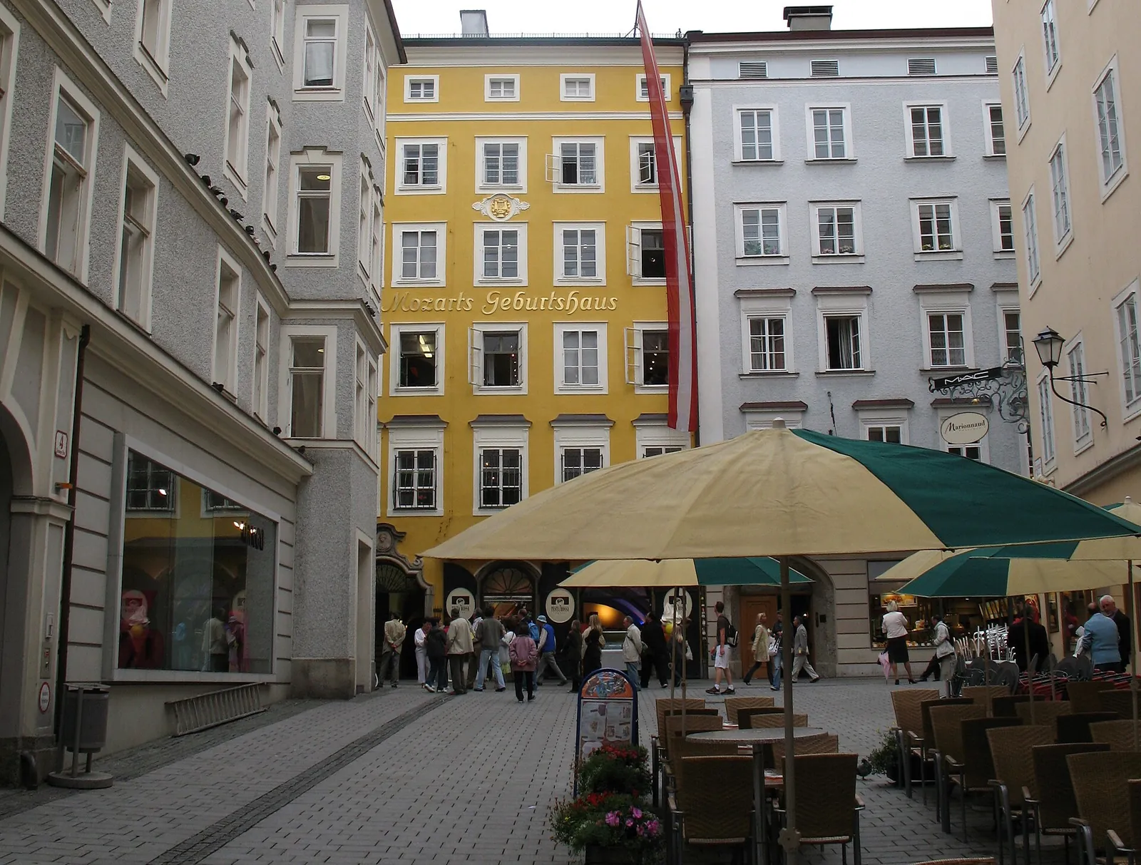 The yellow facade of Mozart's Birthplace