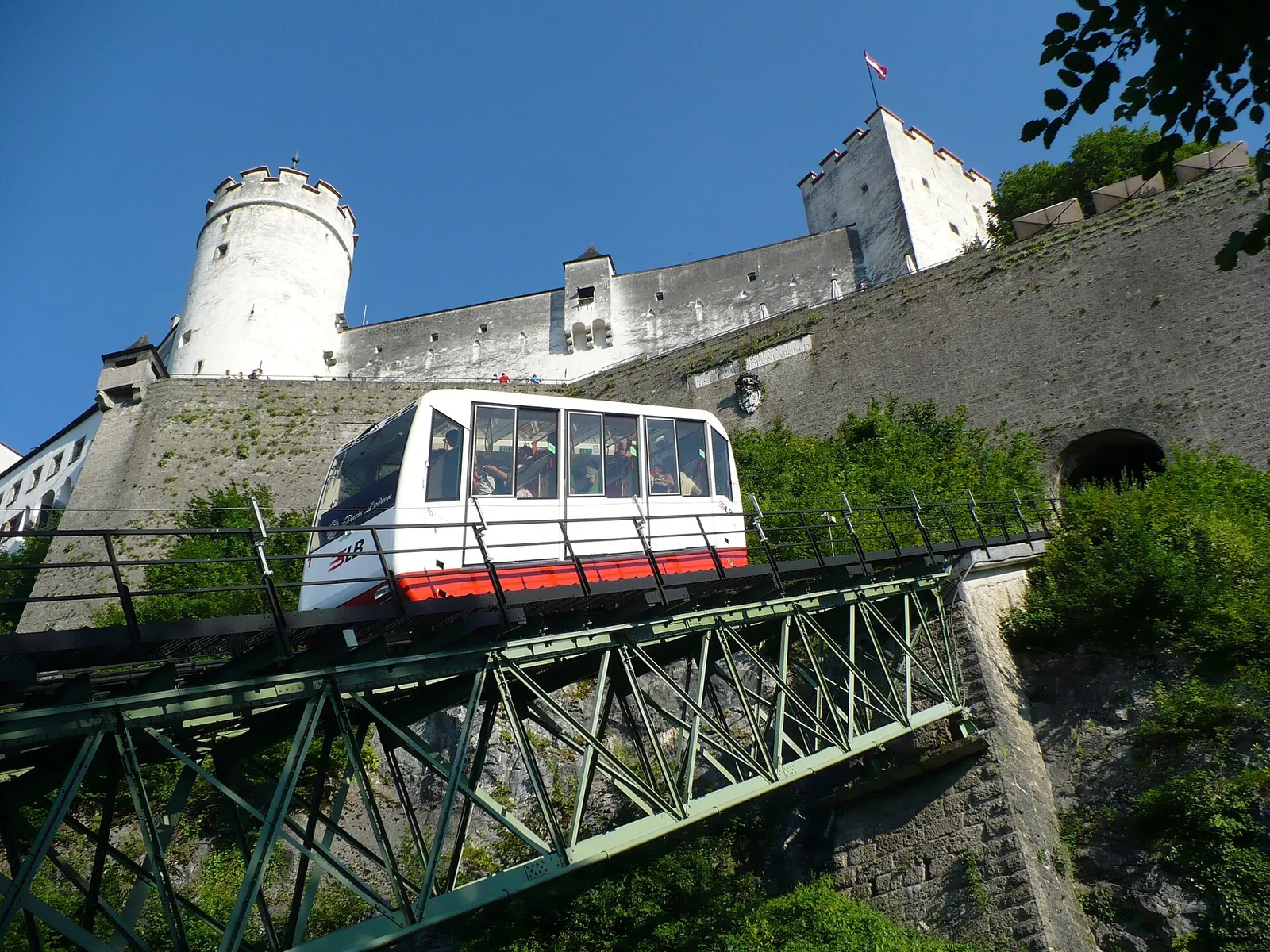 The FestungsBahn funicular climbing to Hohensalzburg