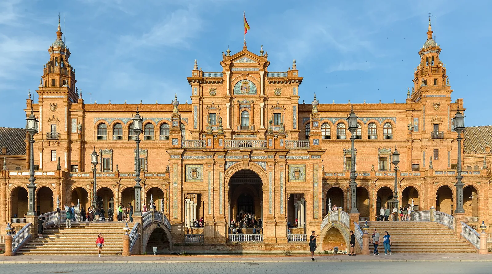 Plaza de España's grand palace in late-afternoon light