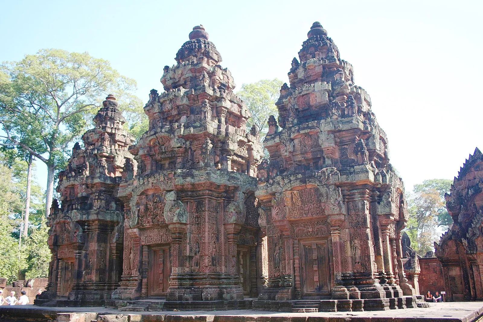 Rose-pink sandstone towers of Banteay Srei