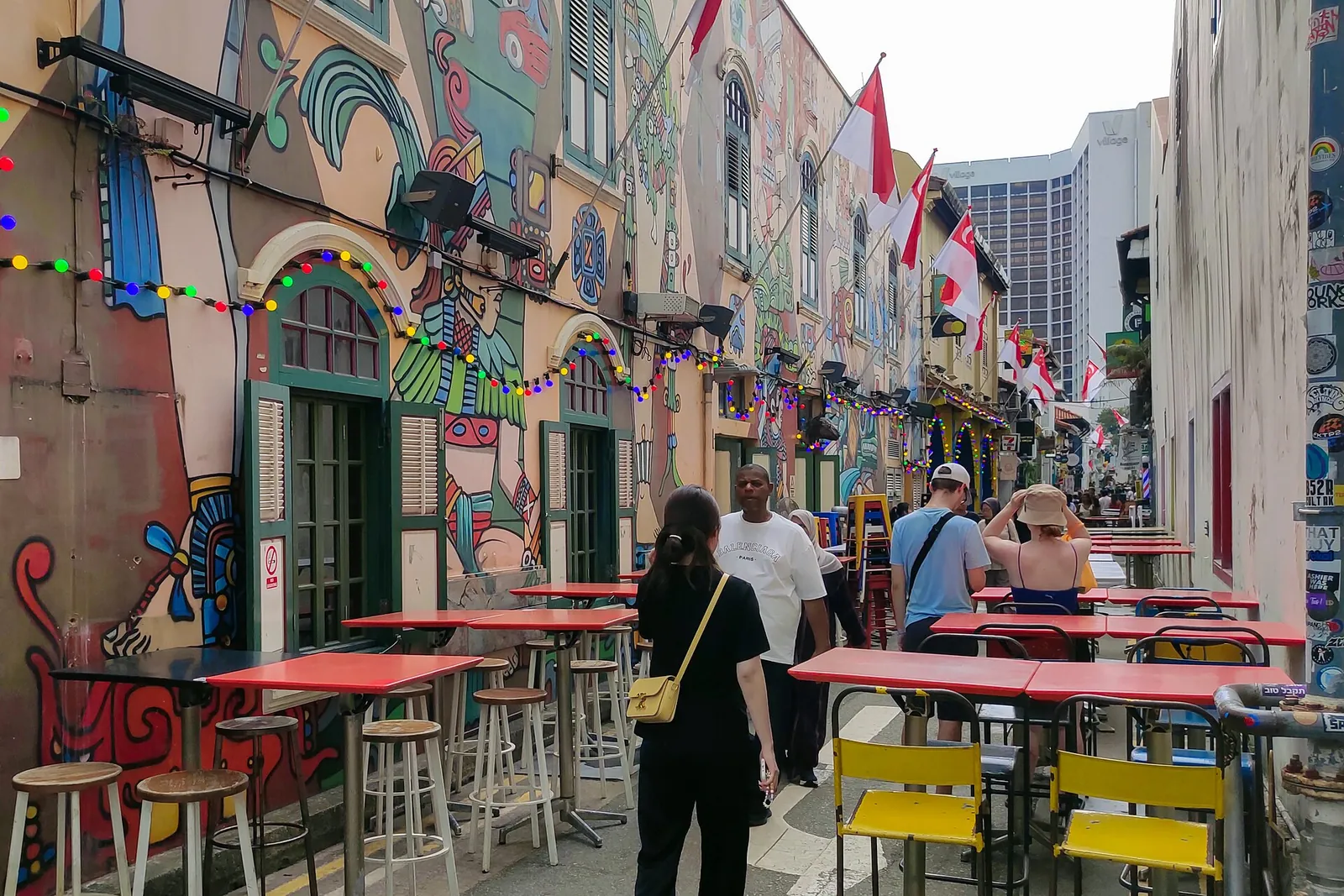 Mural-covered shophouses along Haji Lane, Kampong Gelam