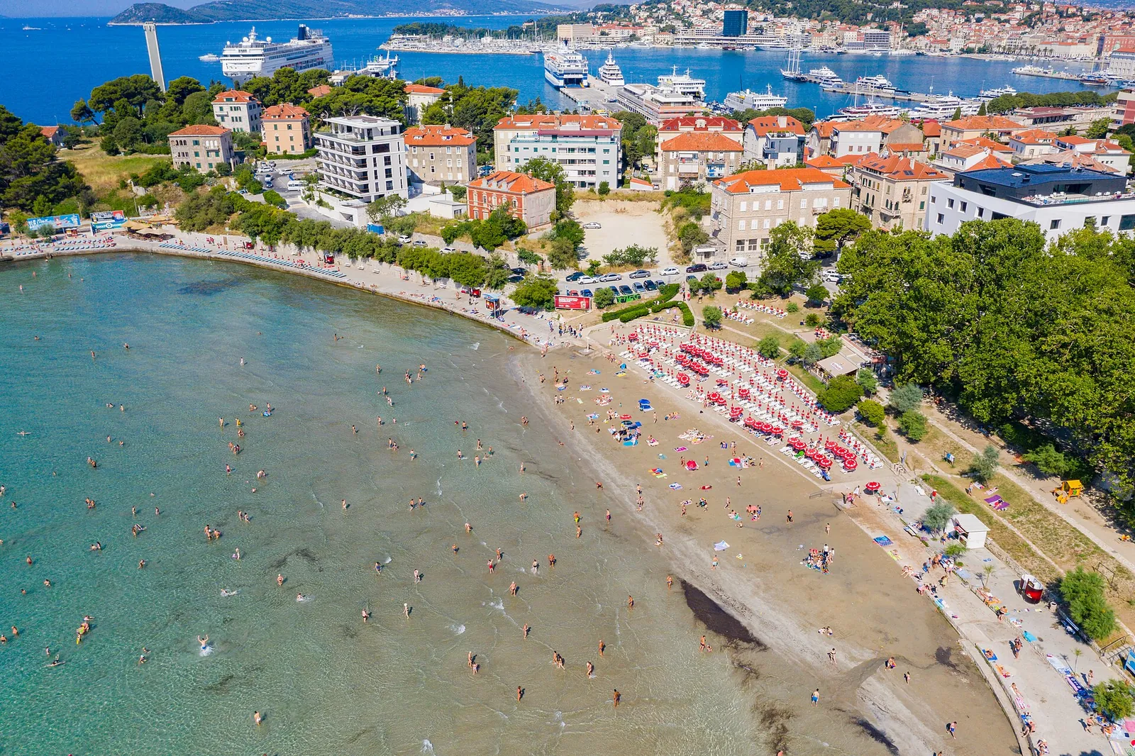 Shallow turquoise water at Bačvice beach