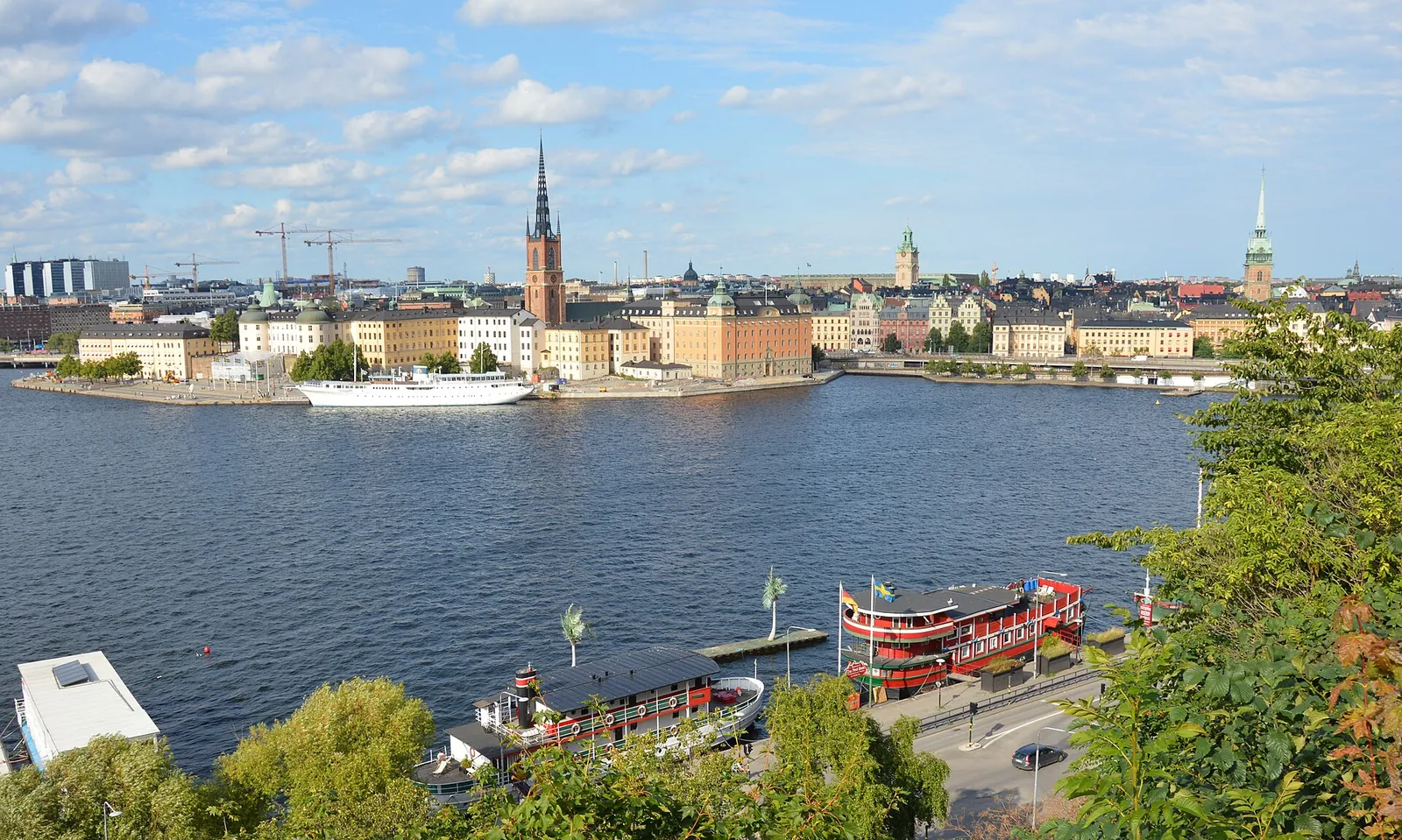 Gamla Stan and Riddarholmen across the water on a sunny day, Stockholm