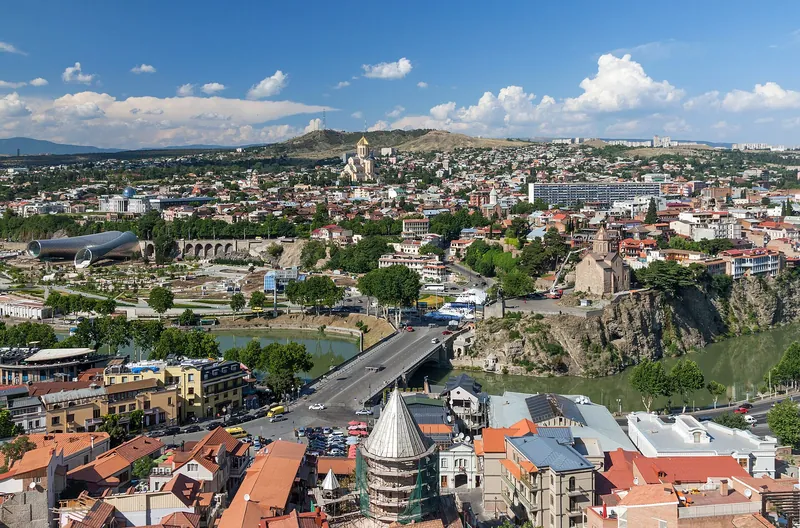 Old Tbilisi and the Mtkvari River seen from Narikala Fortress