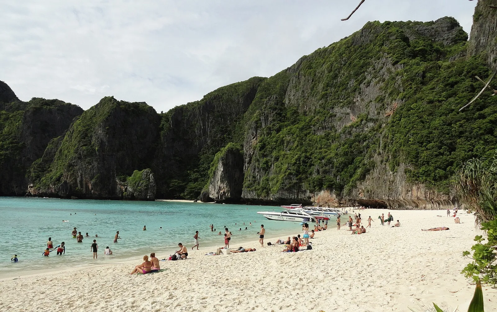 White sand and green cliffs of Maya Bay, Phi Phi Leh