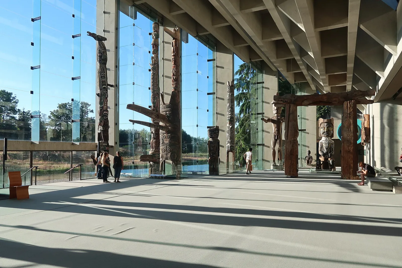 Carved poles in the Great Hall at the Museum of Anthropology