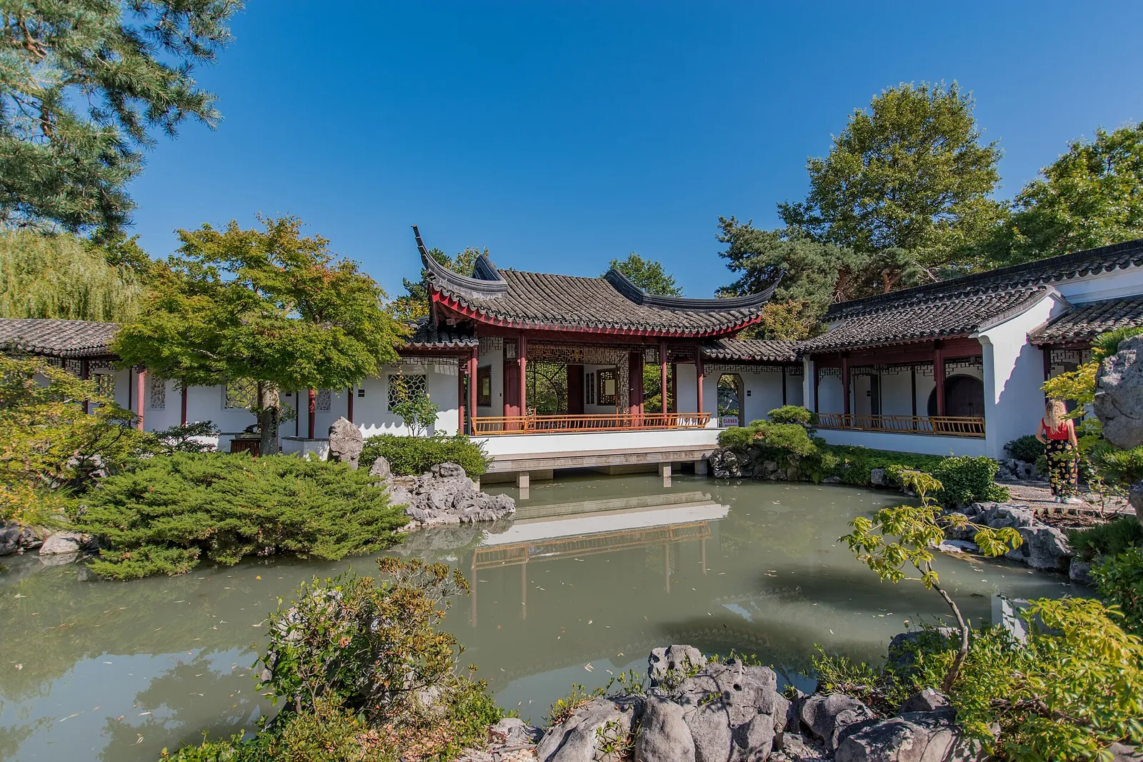 Pond and pavilion in the Dr. Sun Yat-Sen Classical Chinese Garden