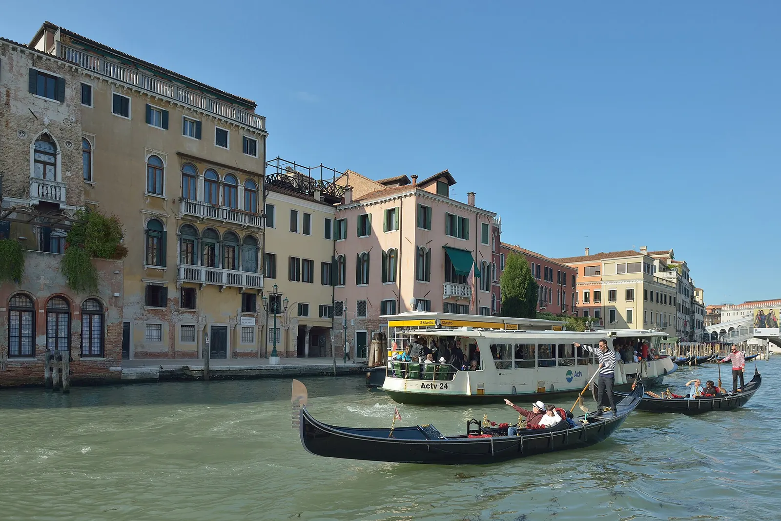 A vaporetto pulling up on the Grand Canal