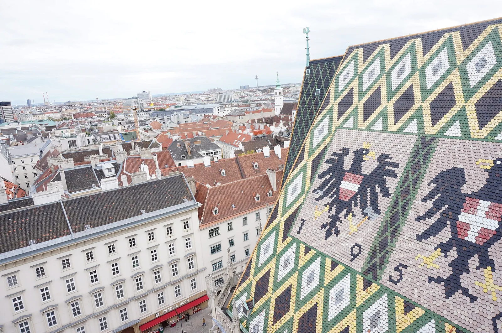 The colourful tiled roof of St. Stephen's Cathedral