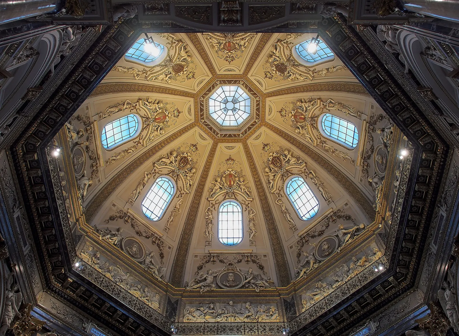 The ornate cupola inside the Kunsthistorisches Museum