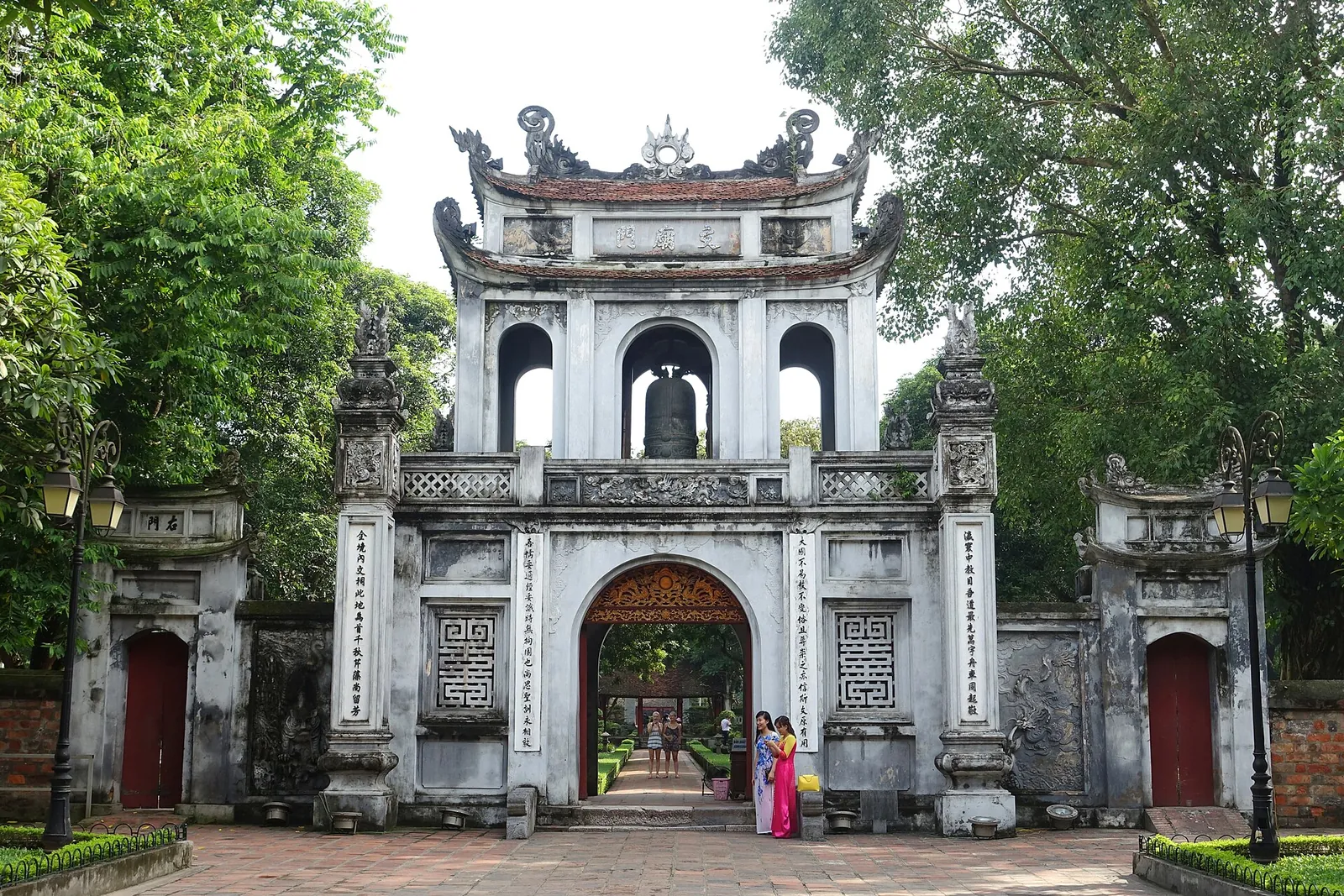 The ornate main gate of Hanoi's Temple of Literature
