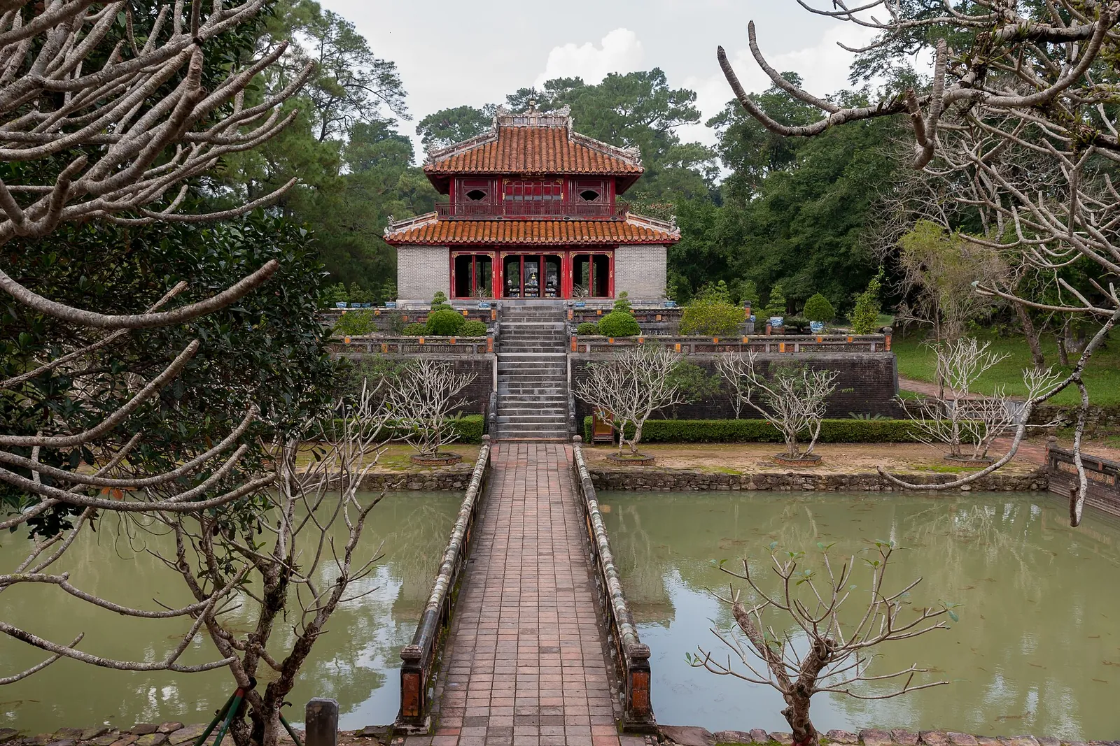 A stone causeway leading to a pavilion at Minh Mang's tomb