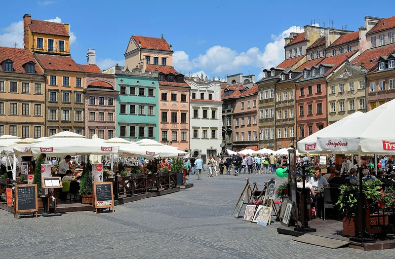 Colourful facades of Warsaw's Old Town Market Square