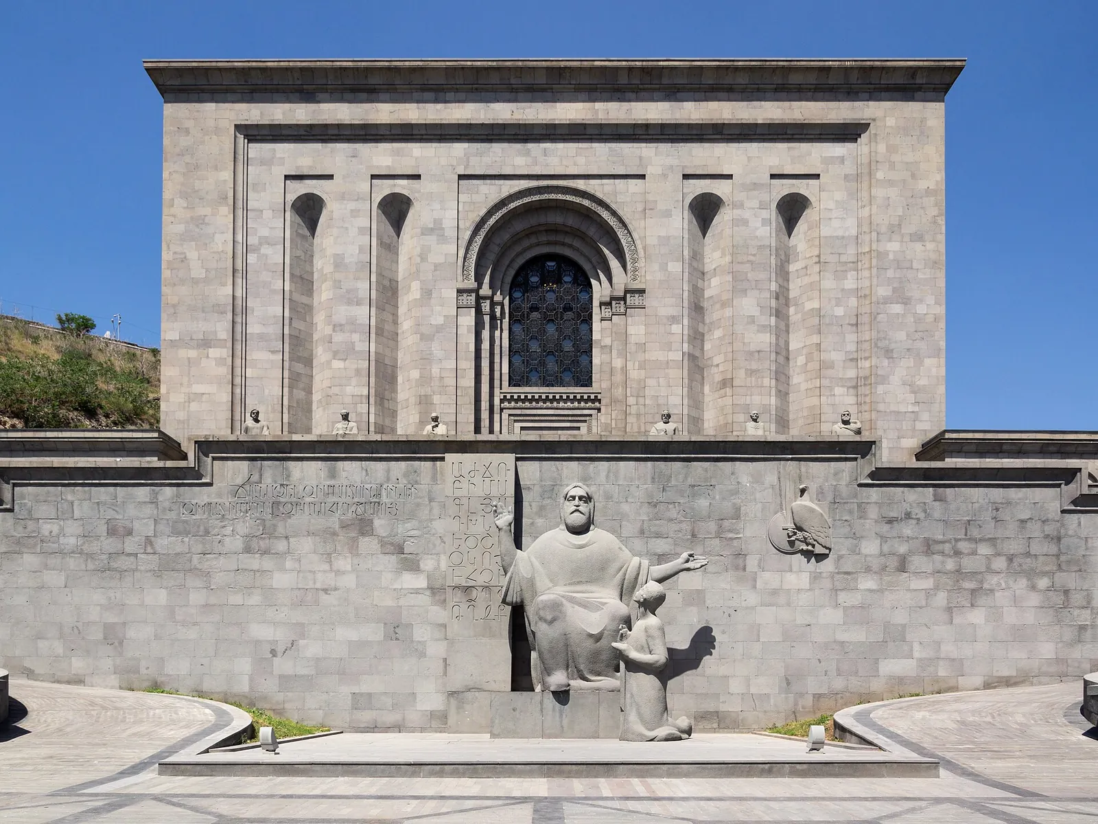 The Matenadaran manuscript museum and its statue