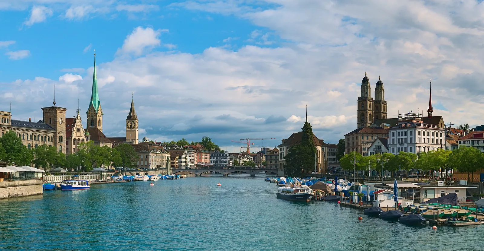 Zurich's old town spires along the Limmat river